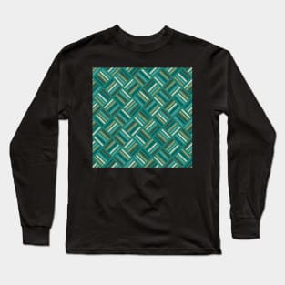 Herringbone Pattern Cobalt and Teal Long Sleeve T-Shirt